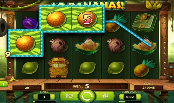 Выигрышная комбинация в слоте Go Bananas!